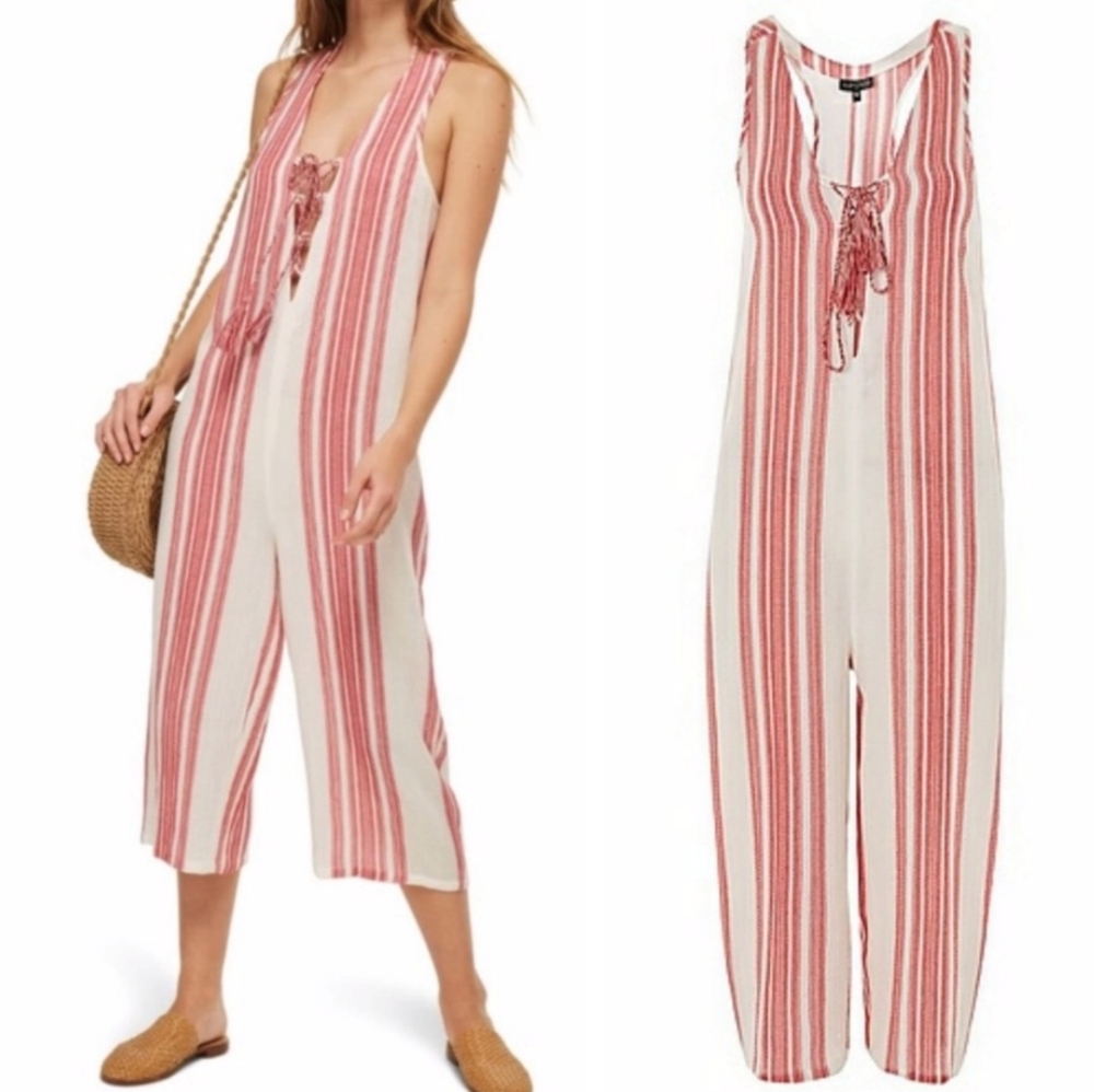 Topshop Stripe Jacquard Jumpsuit Size M